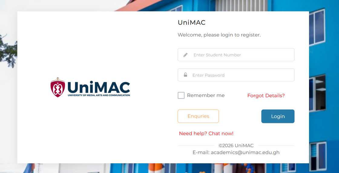 UniMAC student portal
