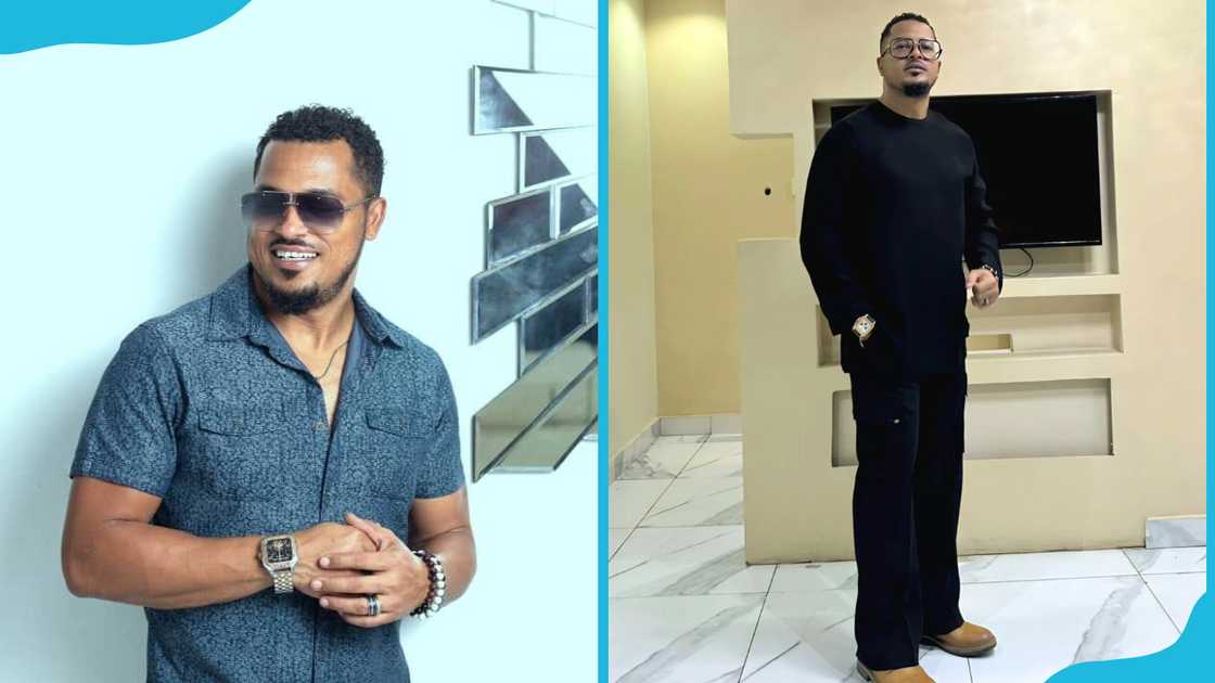 Van Viker in a grey shirt and in his living room in a black outfit Van Viker in a grey shirt and in his living room in a black outfit