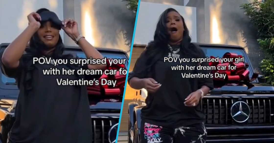 Photos as lady receives posh Val's Day gift. Photos as lady receives posh Val's Day gift.