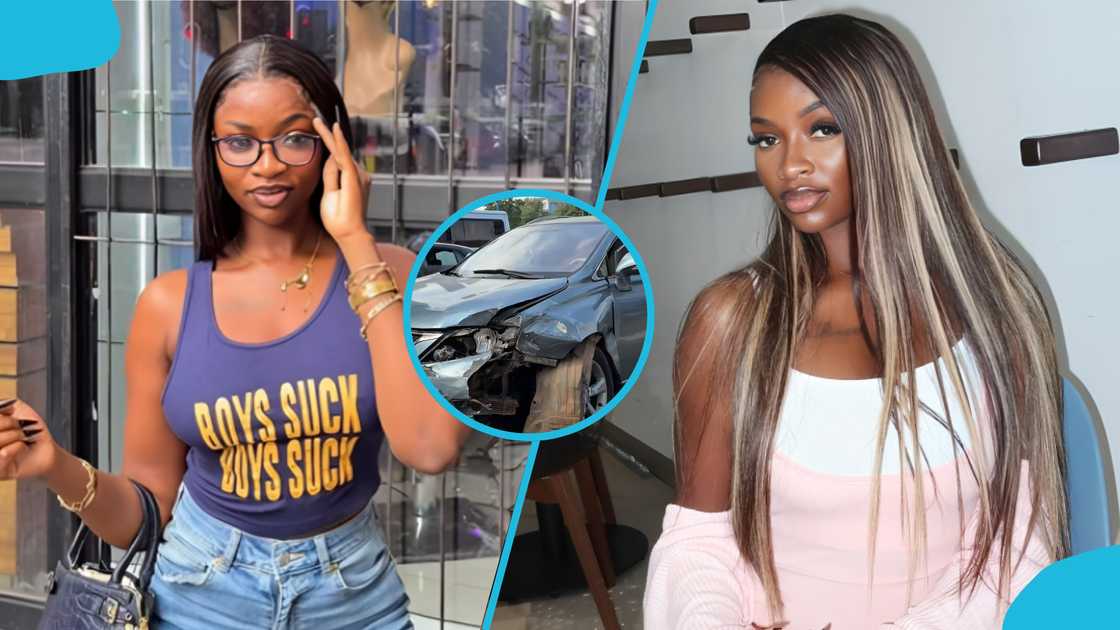 Adjoa Tee car accident, Accra news, Ghanaian influencer, social media reactions, near-death experience, TikTok video update, 37 Military Hospital