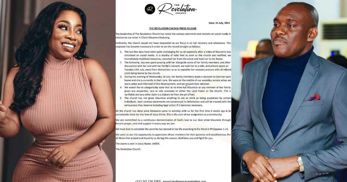 We didn't give her anything to eat or drink - Revelation Church finally addresses Moesha's issue