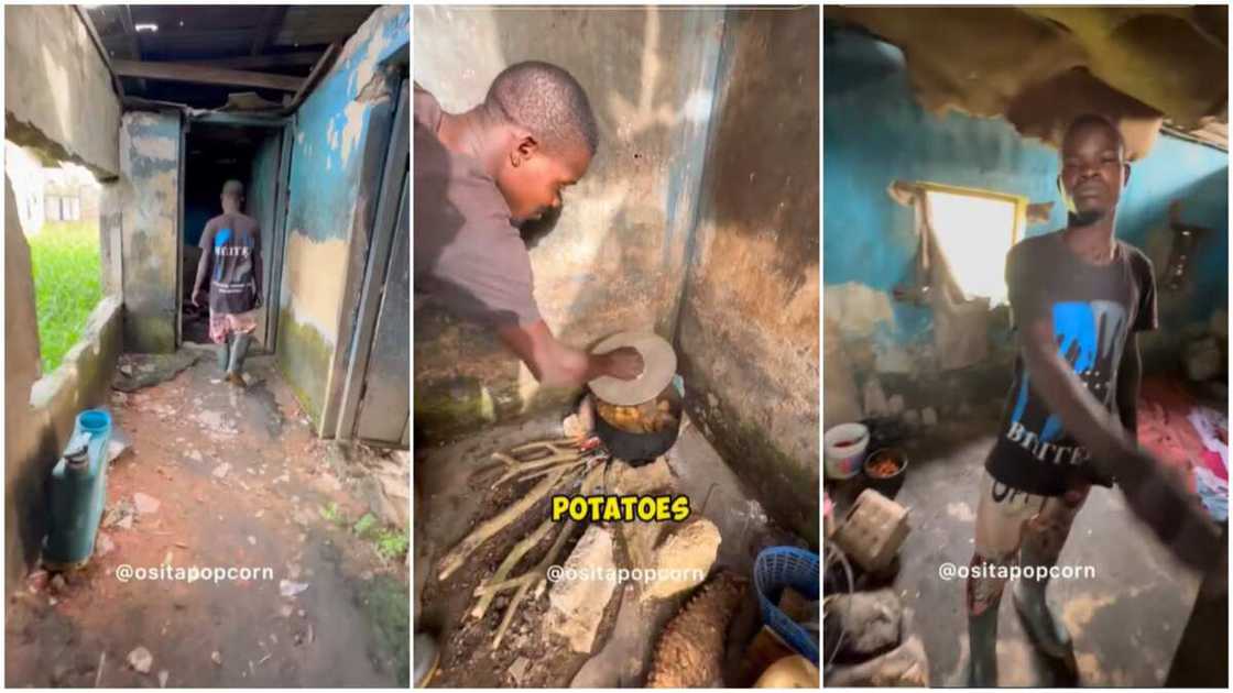 House rent in Nigeria/Man cooking with wood. House rent in Nigeria/Man cooking with wood.