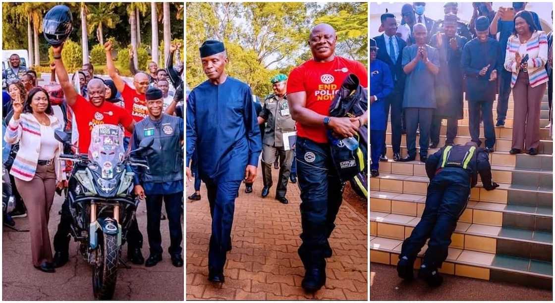 Abike Dabiri Erewa, Kunle Adeyanju and Vice President Yemi Osinbajo at the Presidential Villa.