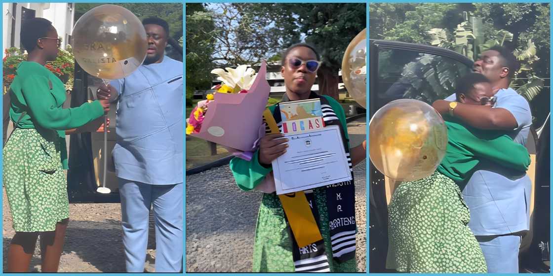 Calista Amoateng completes SHS, Okyeame Quophi picks up his daughter from school