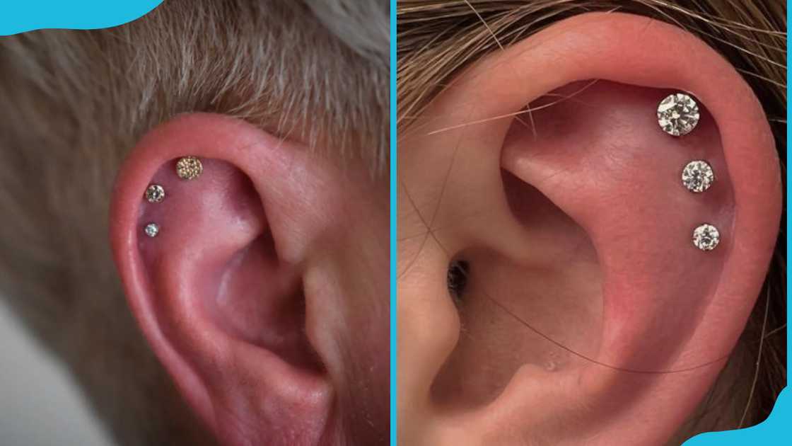 People with triple helix piercing People with triple helix piercing