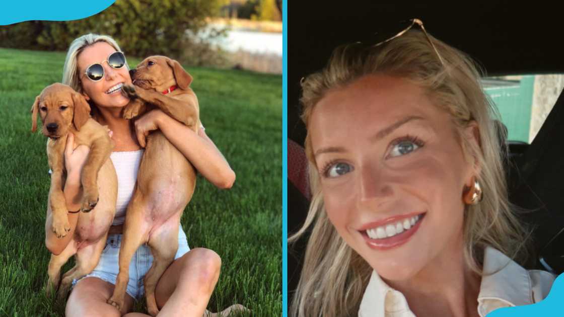 Makena White with two puppies Makena White with two puppies