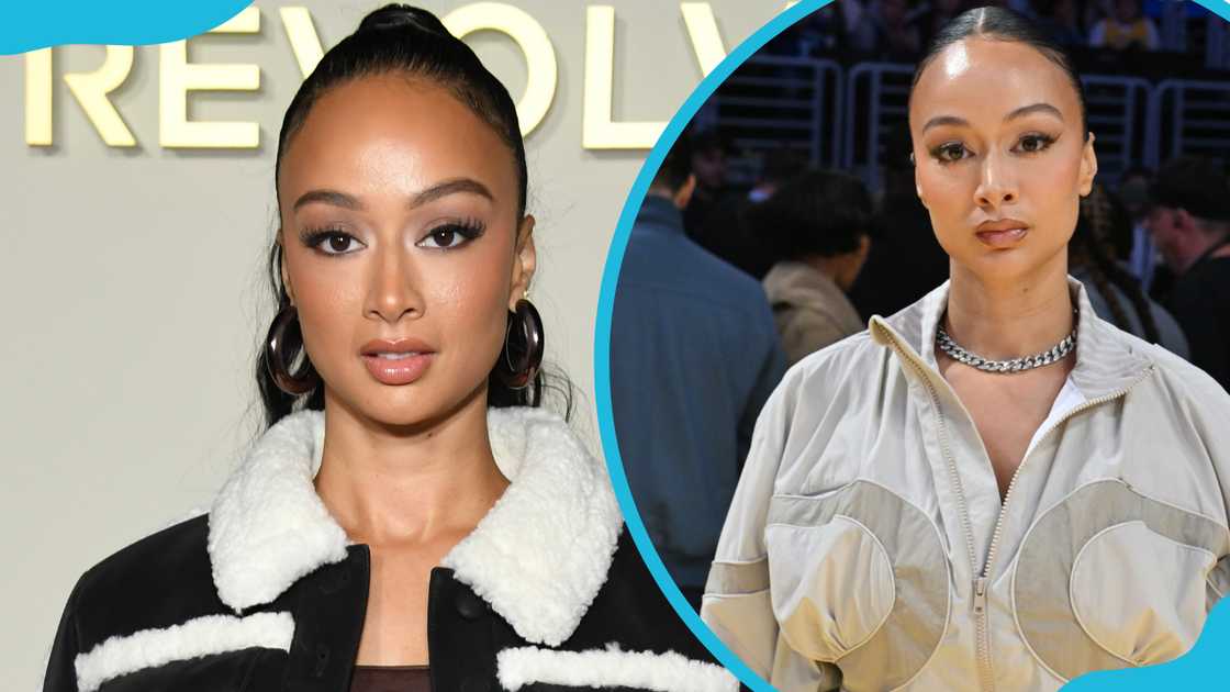 Draya attends Revolve x AT&T Present Revolve Winterland in California (L). She attends a basketball game in Los Angeles (R). Draya attends Revolve x AT&T Present Revolve Winterland in California (L). She attends a basketball game in Los Angeles (R).