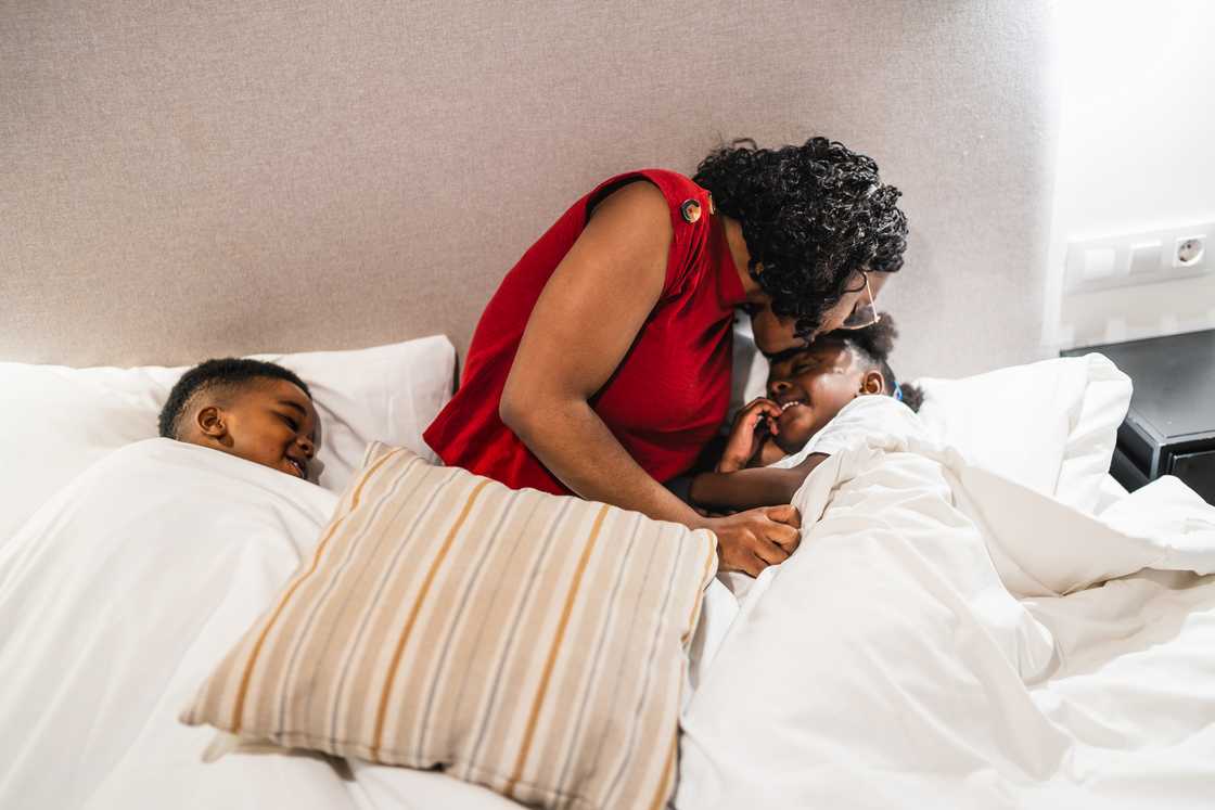 A mother and her kids A mother and her kids