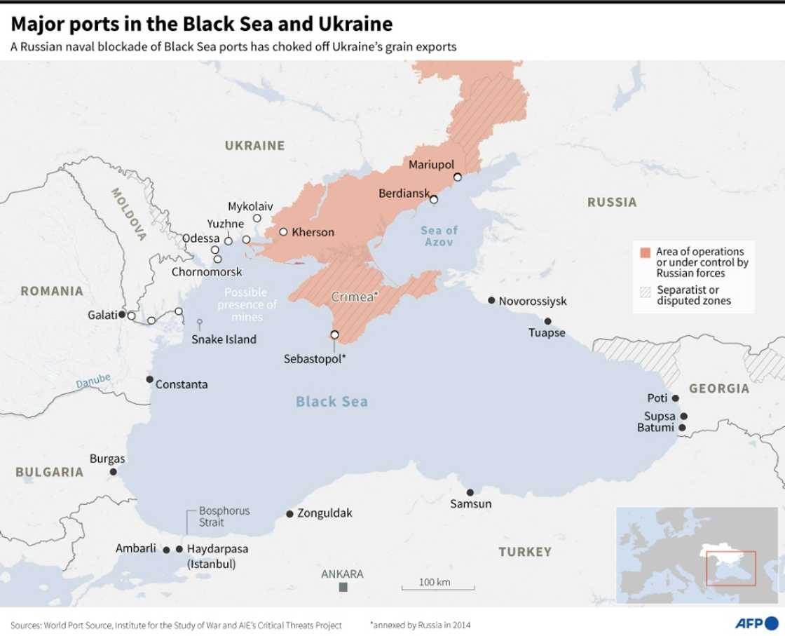 Main ports in Ukraine's Black Sea region