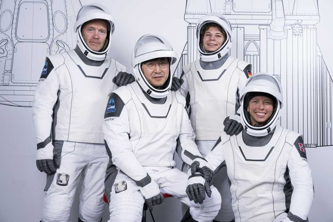 This picture courtesy of Fram2/SpaceX shows from left to right, mission specialist and medical officer Eric Philips, mission commander Chun Wang, pilot Rabea Rogge and vehicle commander Jannicke Mikkelsen This picture courtesy of Fram2/SpaceX shows from left to right, mission specialist and medical officer Eric Philips, mission commander Chun Wang, pilot Rabea Rogge and vehicle commander Jannicke Mikkelsen