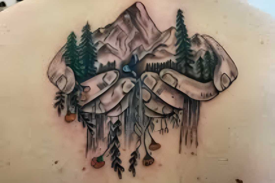 A man has a hand and on his back A man has a hand and on his back