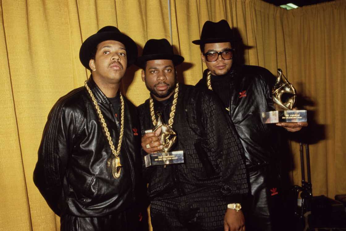 Three members of Run-DMC at the 1987 Soul Train Music Awards.
