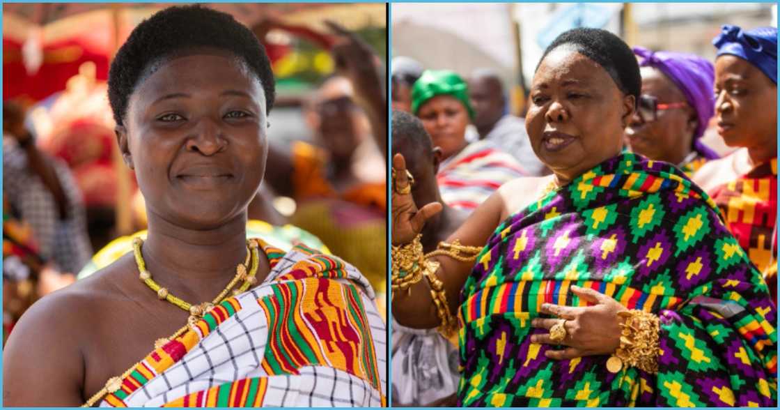 Pretty Ashanti Queen mothers wear expensive Kente, arrive at Otumfuo's Durbar in style