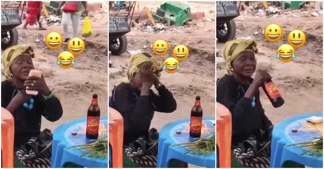 Aged woman having fun Aged woman having fun