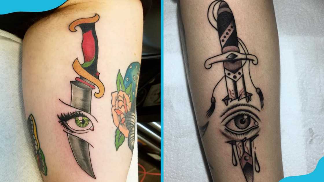 Dagger with an eye tattoo designs