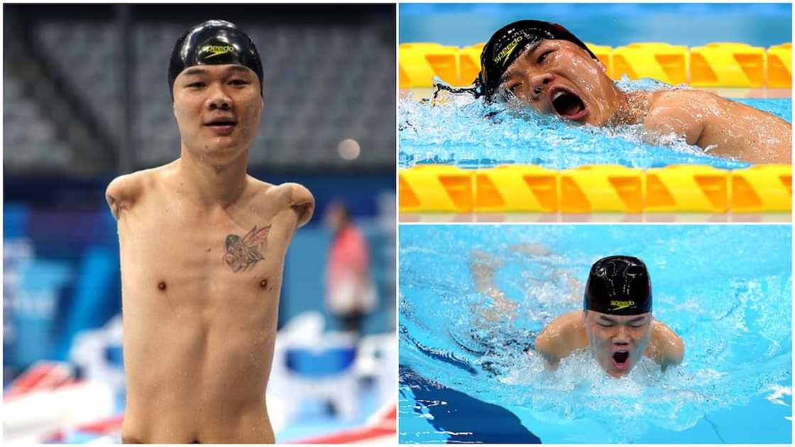 Zheng Tao swimming without arms Zheng Tao swimming without arms