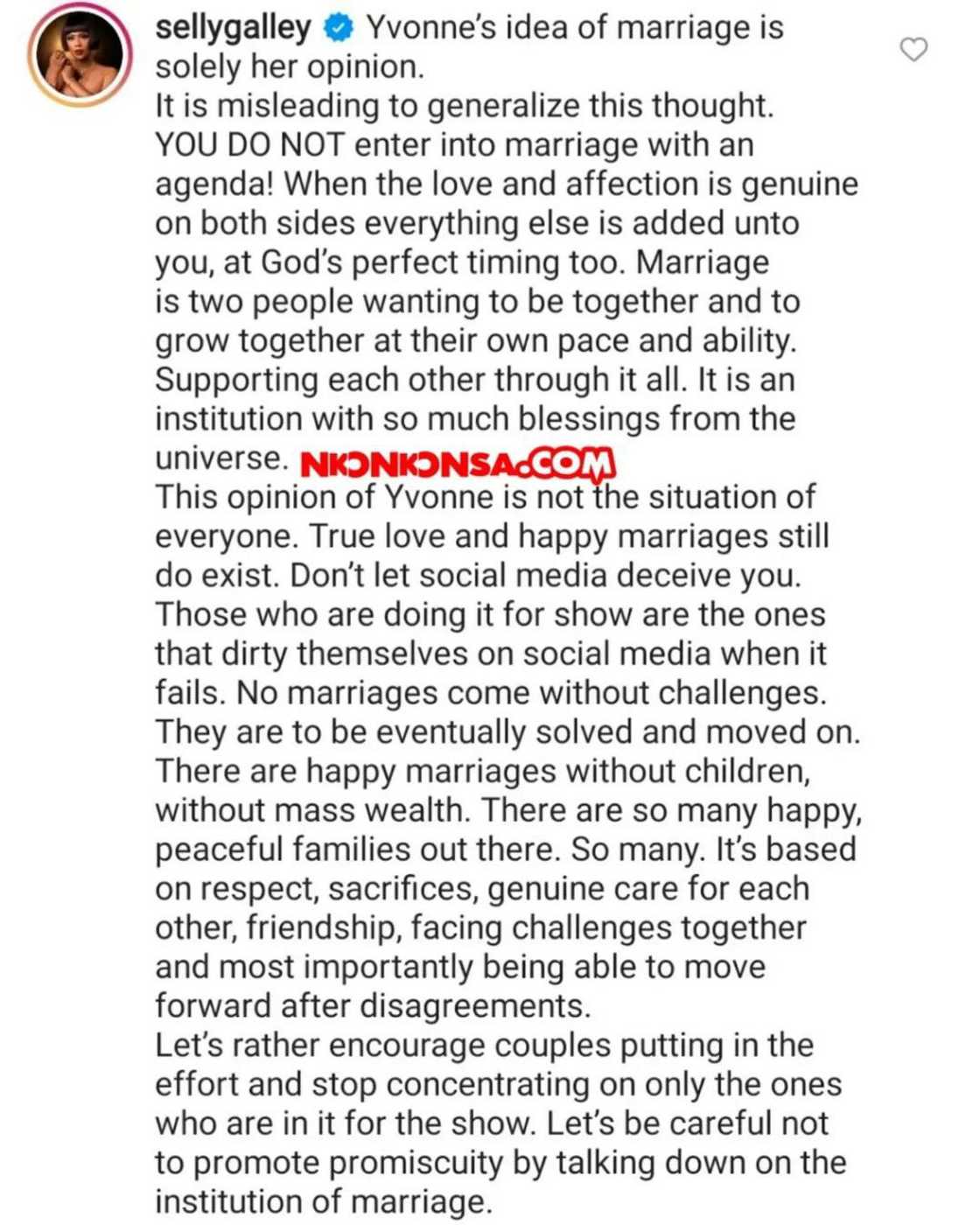 Selly Galley replies Yvonne Nelson Selly Galley replies Yvonne Nelson