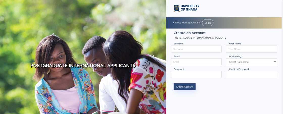 International students applicant admission form.