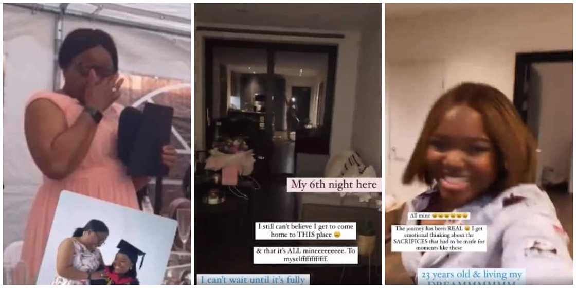 Video shows moment young lady broke down into tears as she moves into new apartment Video shows moment young lady broke down into tears as she moves into new apartment