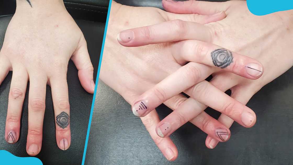 Geometric line and dot nail tattoo art Geometric line and dot nail tattoo art