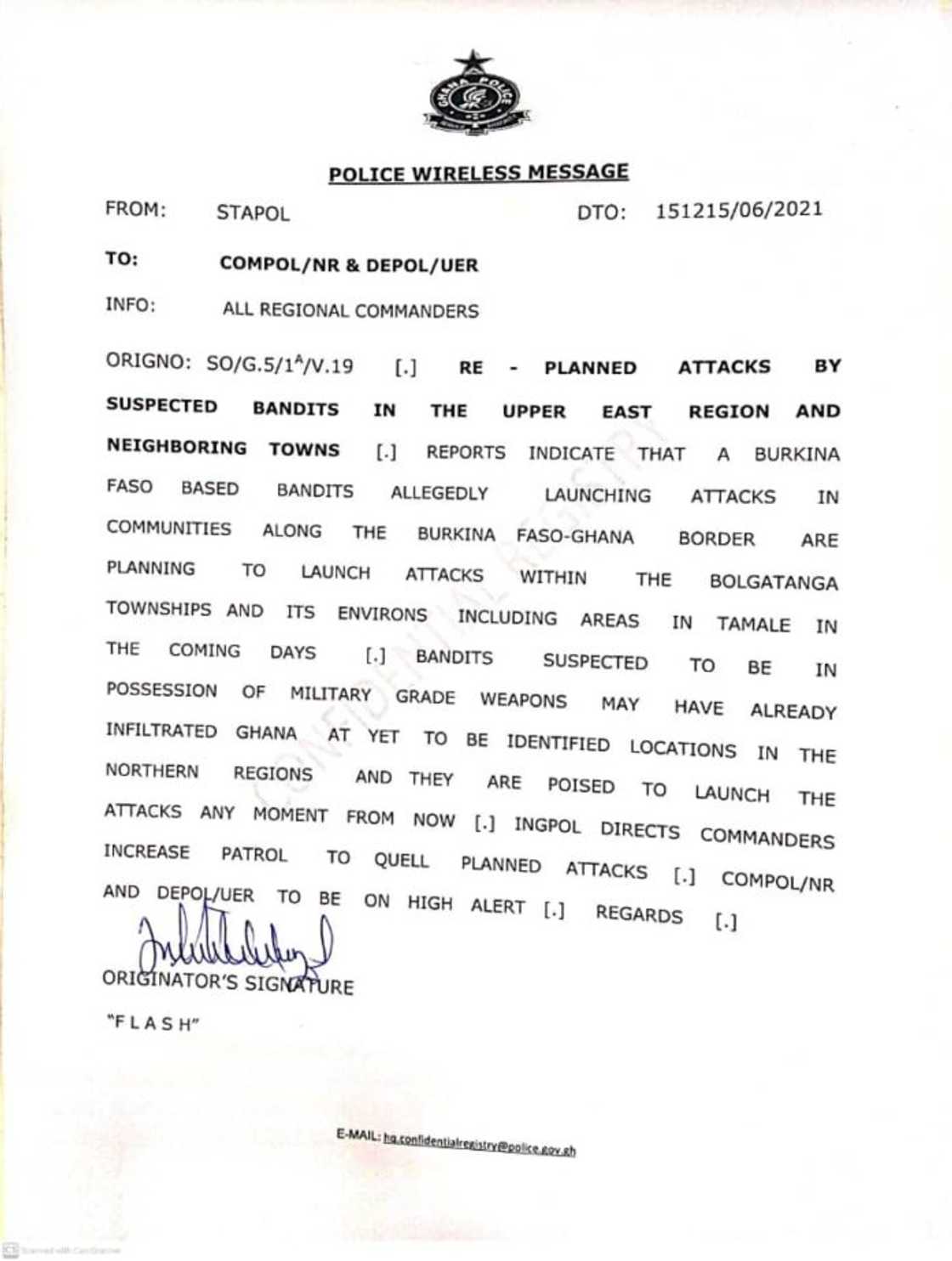 Ghana on high-security alert as bandits from Burkina Faso plan to attack Bolgatanga Ghana on high-security alert as bandits from Burkina Faso plan to attack Bolgatanga