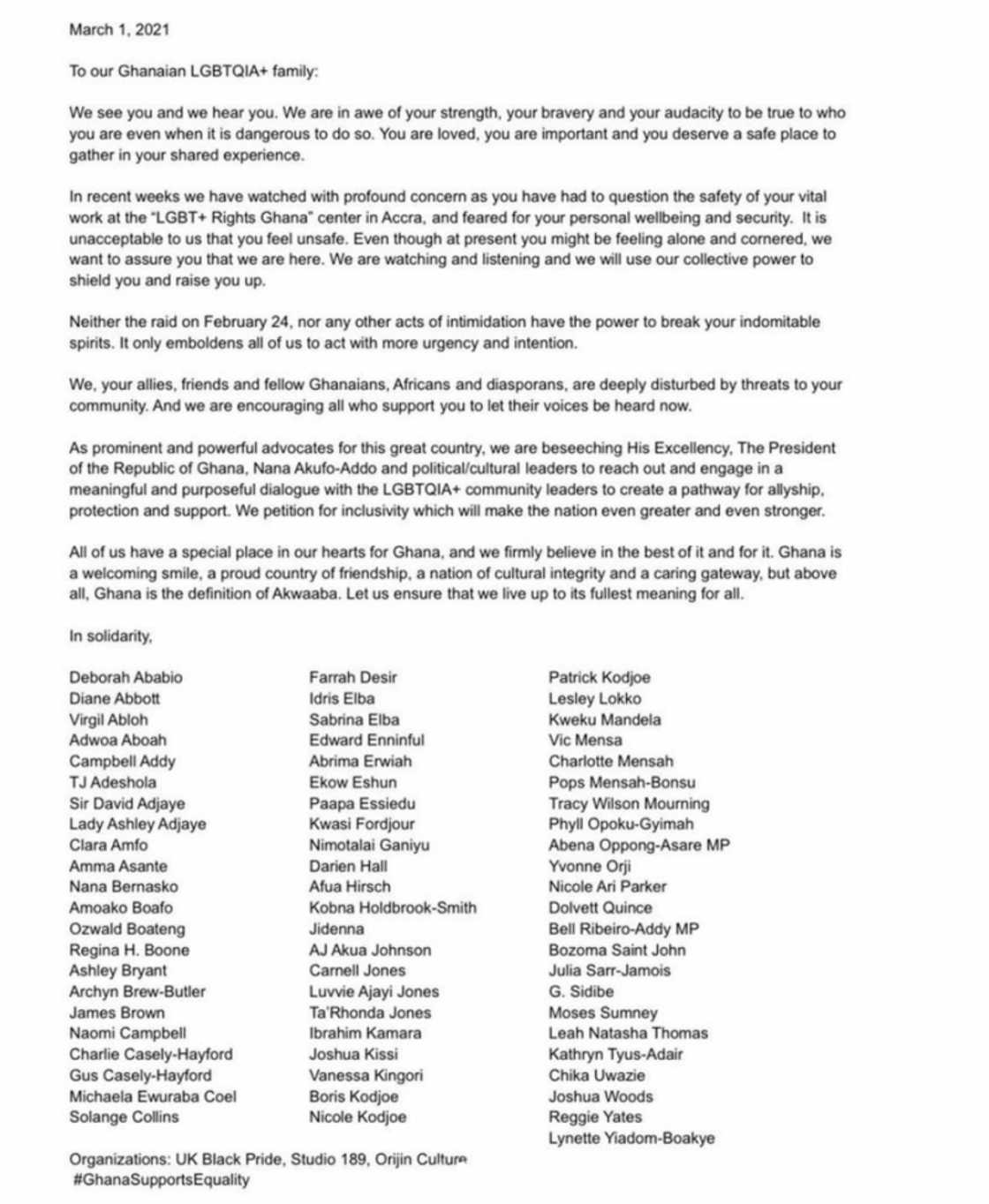 Idris Elba, Boris Kodjoe, others sign letter to support gay people in Ghana Idris Elba, Boris Kodjoe, others sign letter to support gay people in Ghana