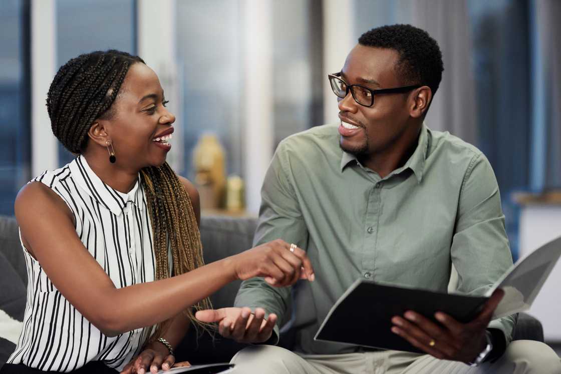 A man and woman talking A man and woman talking