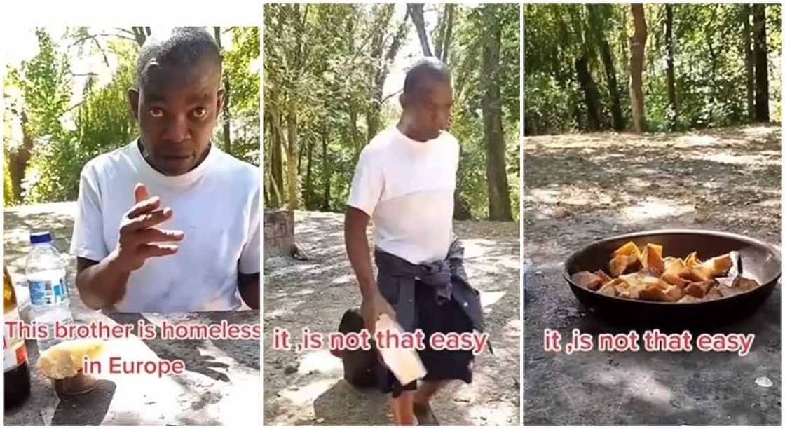 Photos of Nigerian man who claims to be homeless in Europe.