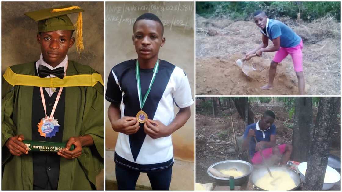 The young graduate is farming his way out of hunger.
Photo source: TheDreamBook The young graduate is farming his way out of hunger.
Photo source: TheDreamBook
