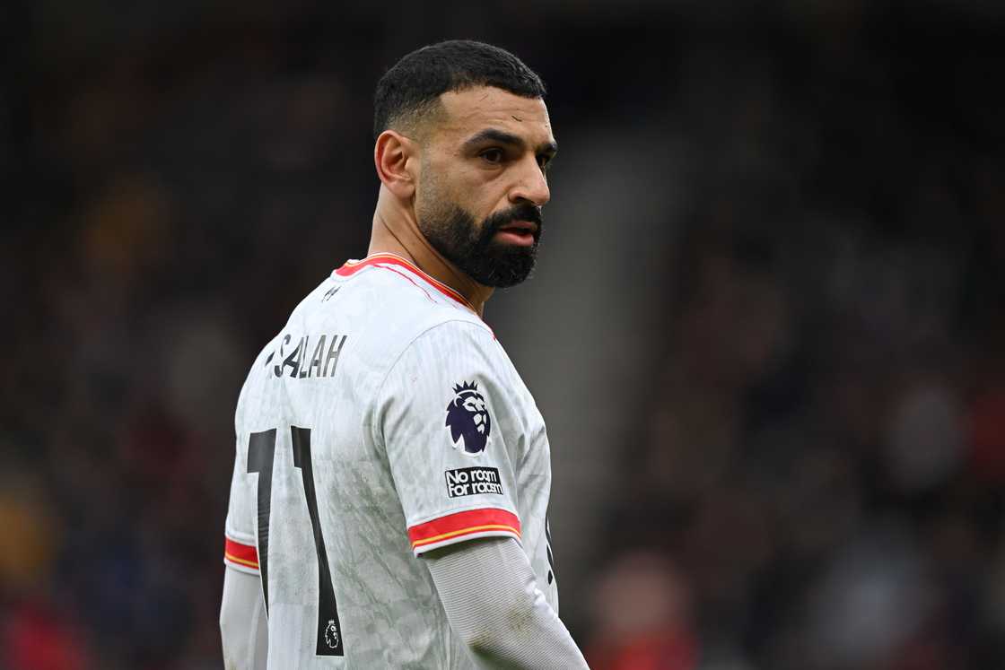 Mohamed Salah of Liverpool looks on during the Premier League match Mohamed Salah of Liverpool looks on during the Premier League match
