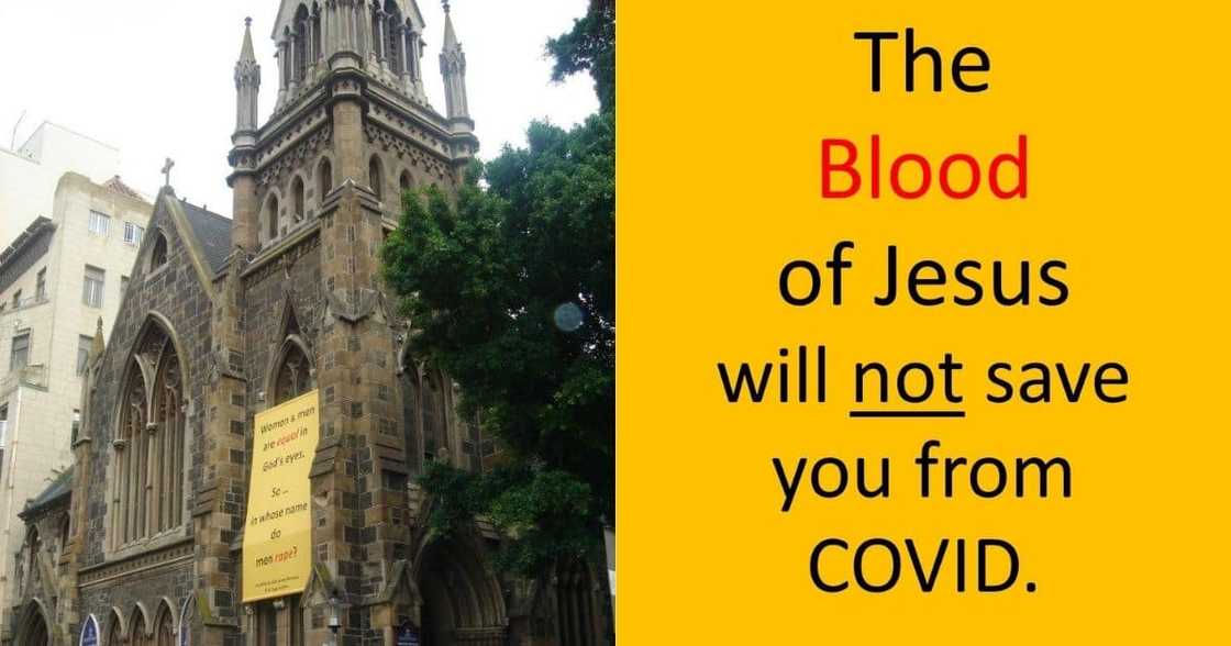 Church, takes bold step, massive banner, get vaccinated Church, takes bold step, massive banner, get vaccinated