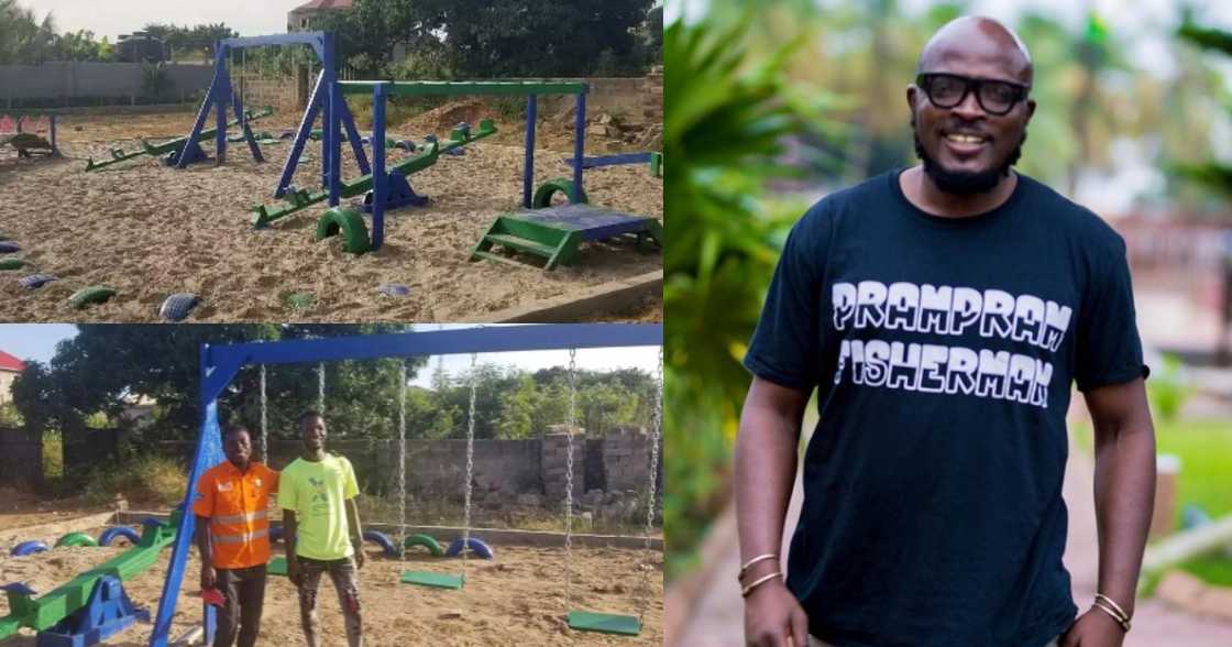 Ghana-based couple praised for constructing a playground for their neighbourhood kids