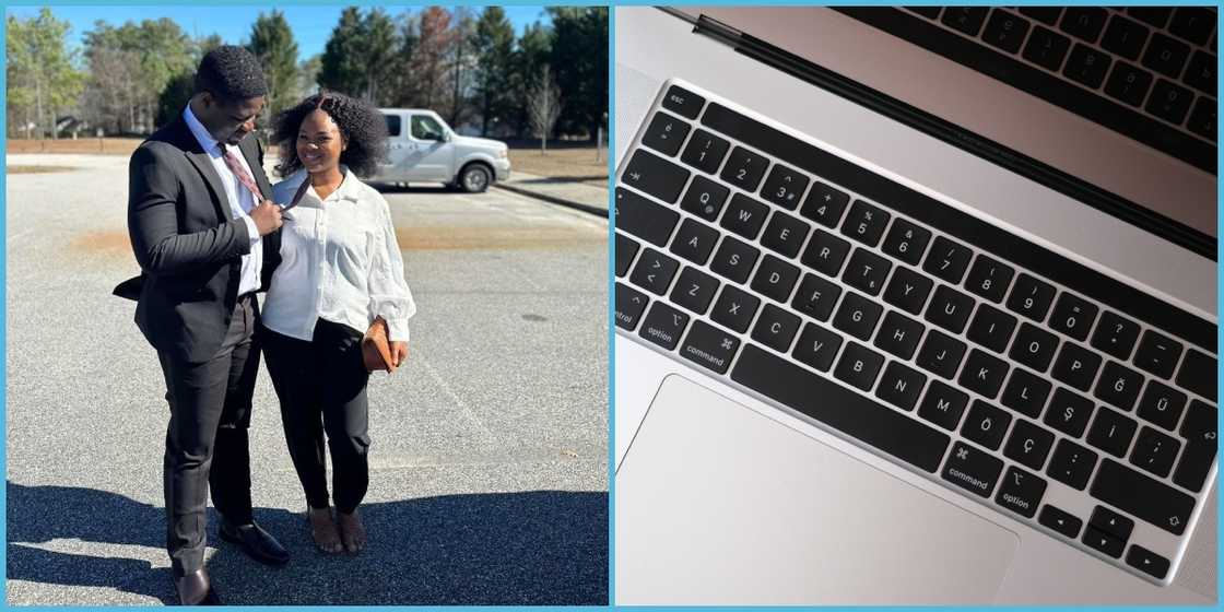 Ghanaian Woman Gifts Husband Macbook Pro With Her First Salary, Man Cries Like A Baby Ghanaian Woman Gifts Husband Macbook Pro With Her First Salary, Man Cries Like A Baby