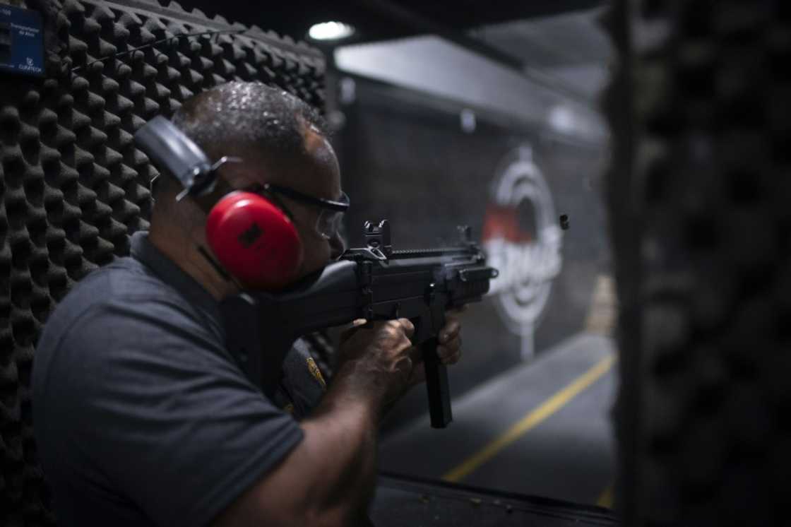 Target practice at the Mil Armas firing range in Nova Iguacu, Rio de Janeiro.