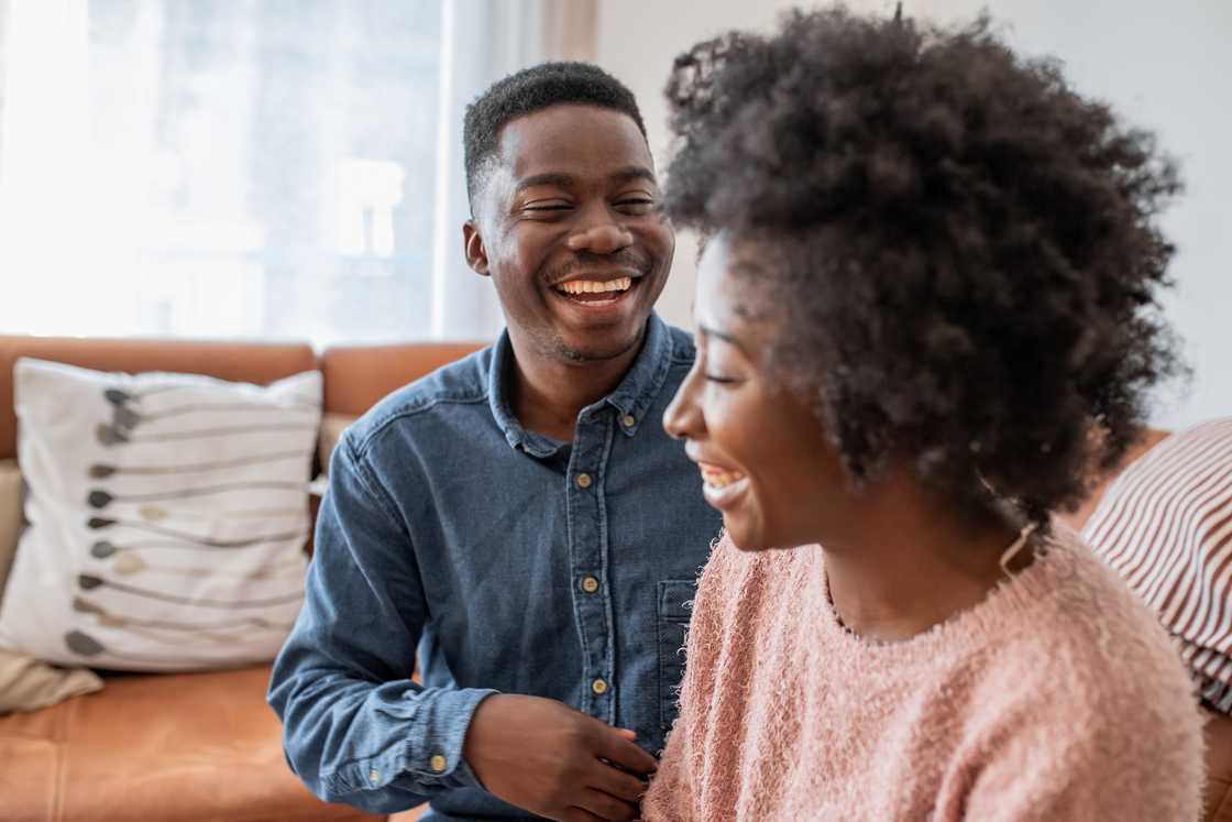 Two friends laughing