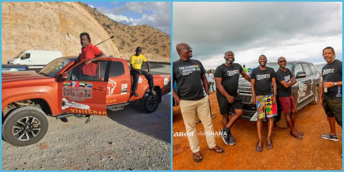 Wanderlust Ghana team members arrive in United Arab Emirates with their cars.