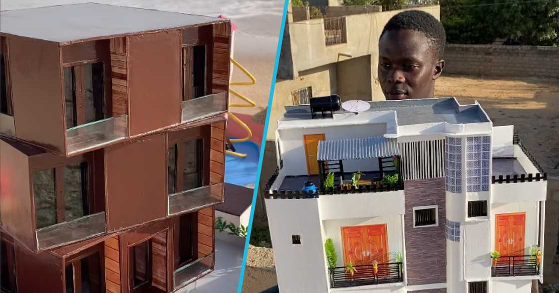 A alented boy showcased his impressive talent by building a villa and hotel from boxes of cartons. A alented boy showcased his impressive talent by building a villa and hotel from boxes of cartons.