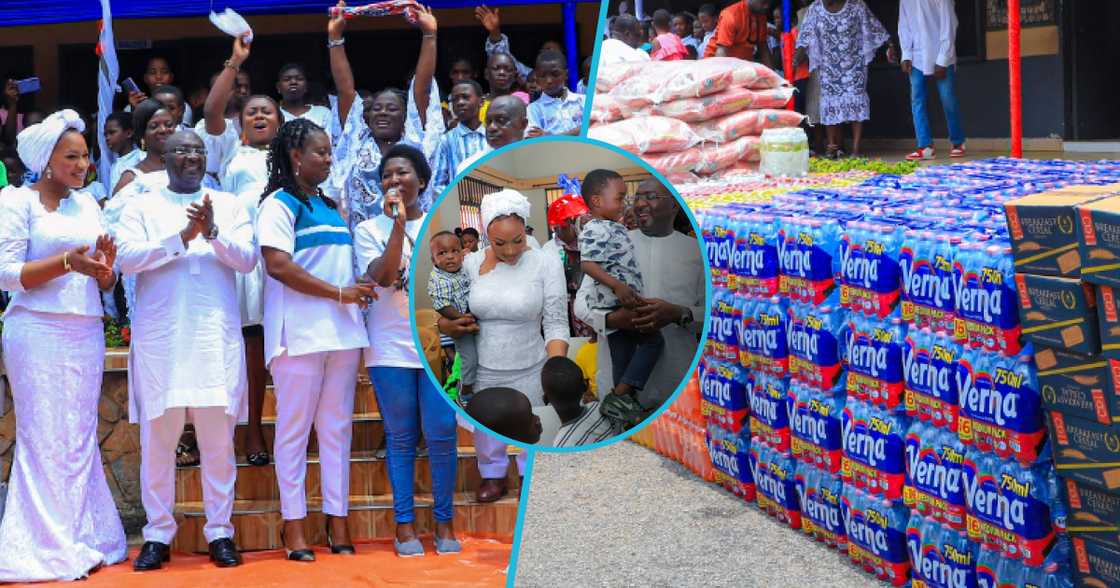 Photos of Dr Bawumia, Samira, and kids at the Kumasi Children's Home.