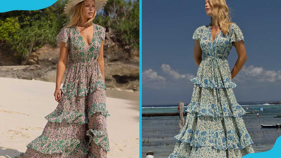 A model showcases the Boho chic dress design