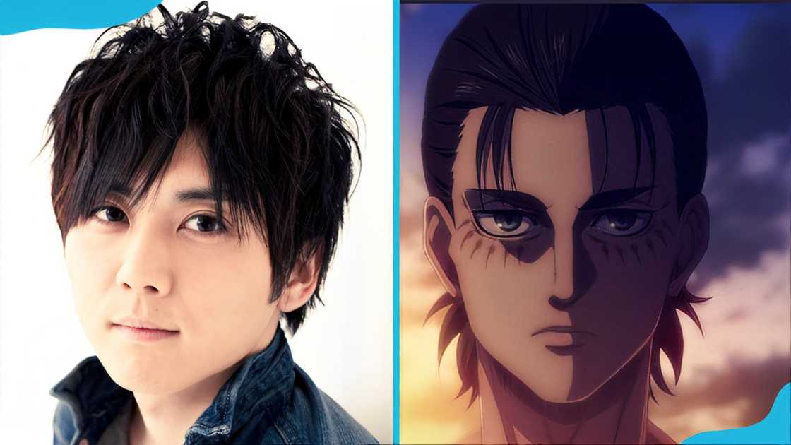 Yuki Kaji (L) and Eren Jaeger from Attack on Titan (R)