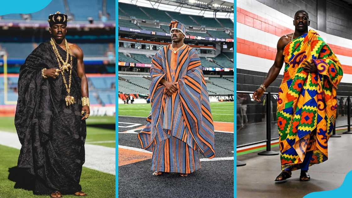Men wearing native Kente gowns Men wearing native Kente gowns