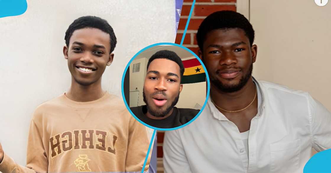 Photo of NSMQ star Evans Oppong, his dismissed Lehigh University mate and a Ghanaian man in the US.