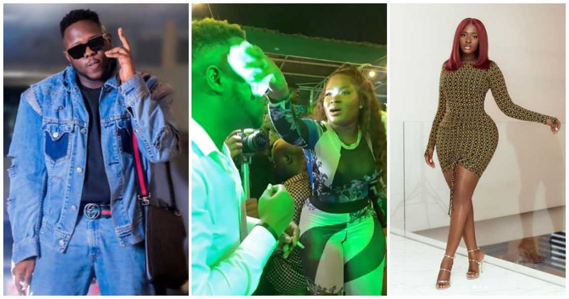 Fella Makafui Wipes Medikal's Face At Event; Fans Talk Over Her Behaviour in Video Fella Makafui Wipes Medikal's Face At Event; Fans Talk Over Her Behaviour in Video