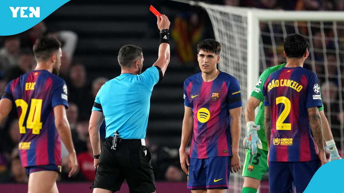 Pau Cubarsi red card, Pau Cubarsi unwanted record, Barcelona vs Atletico Madrid, UEFA Champions League, Barcelona fixtures, Barcelona results.