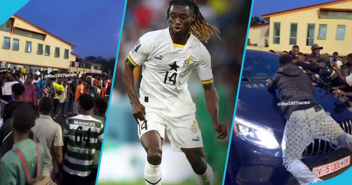 Fan jumps on Gideon Mensah's car bonnet Fan jumps on Gideon Mensah's car bonnet