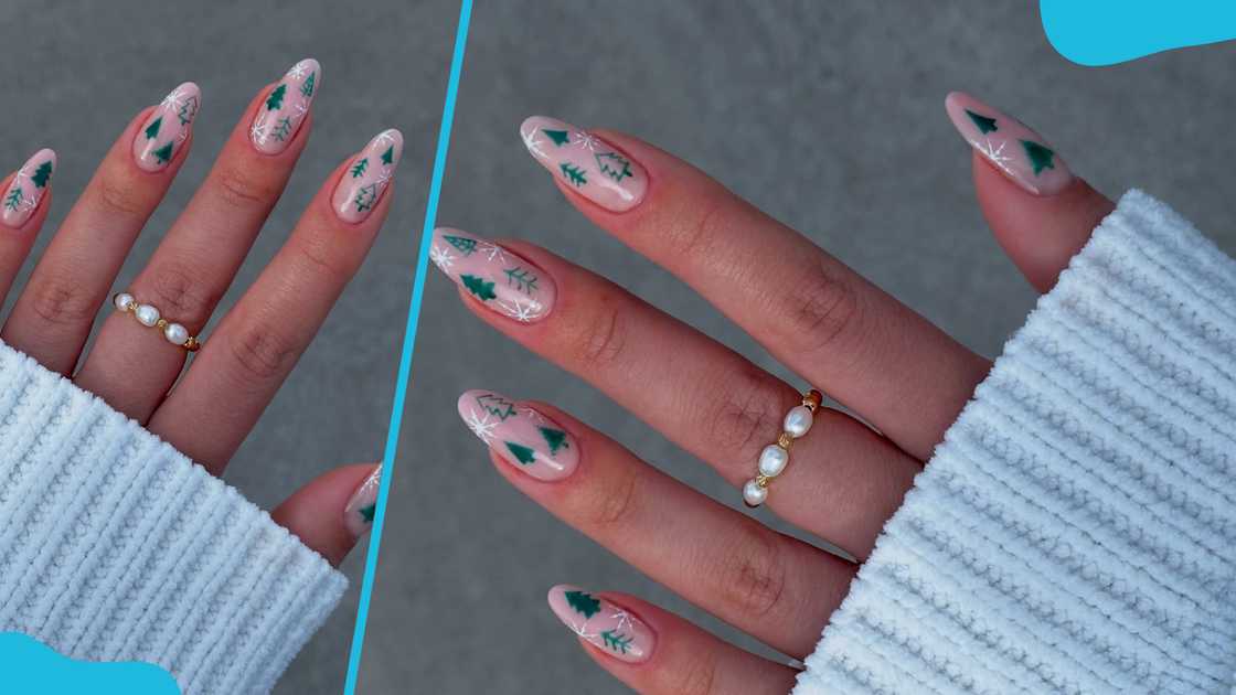 Festive evergreen nail art Festive evergreen nail art