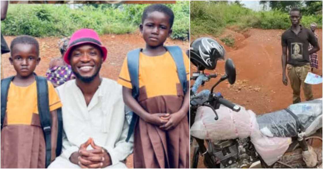 Teacher Kwadwo provides girl and her senior sister with uniforms and other items to start school