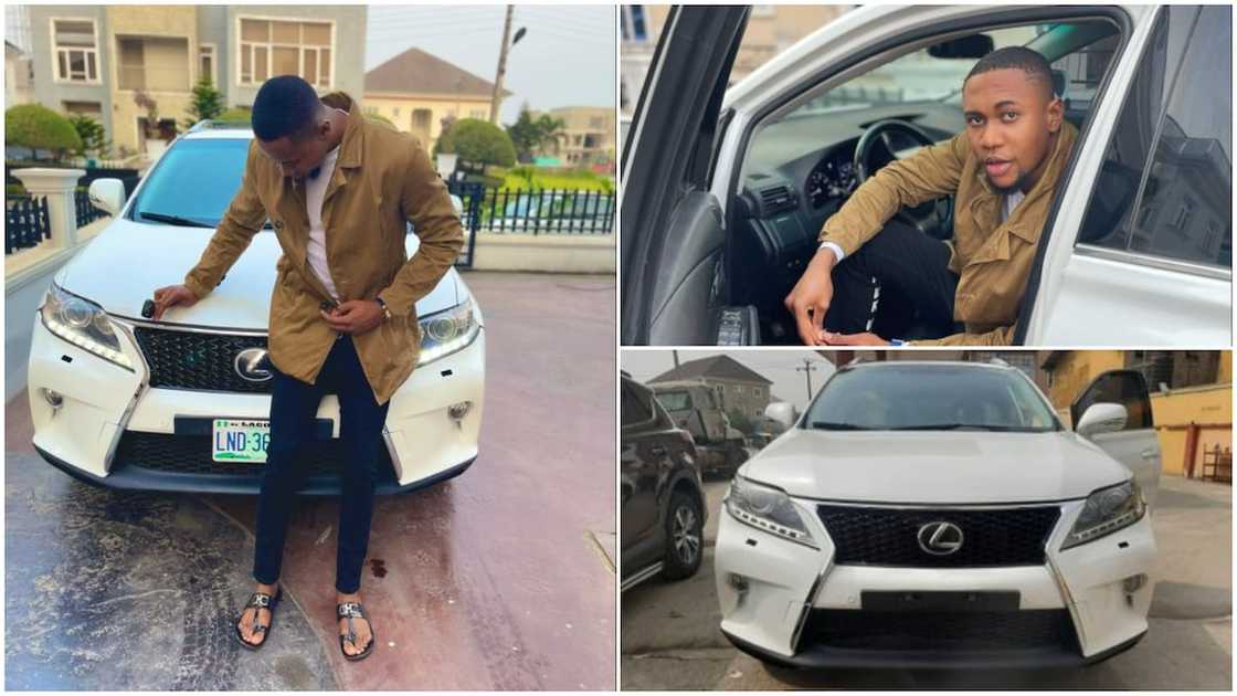 Young Nigerian man buys expensive car, calls it a little gift for himself Young Nigerian man buys expensive car, calls it a little gift for himself