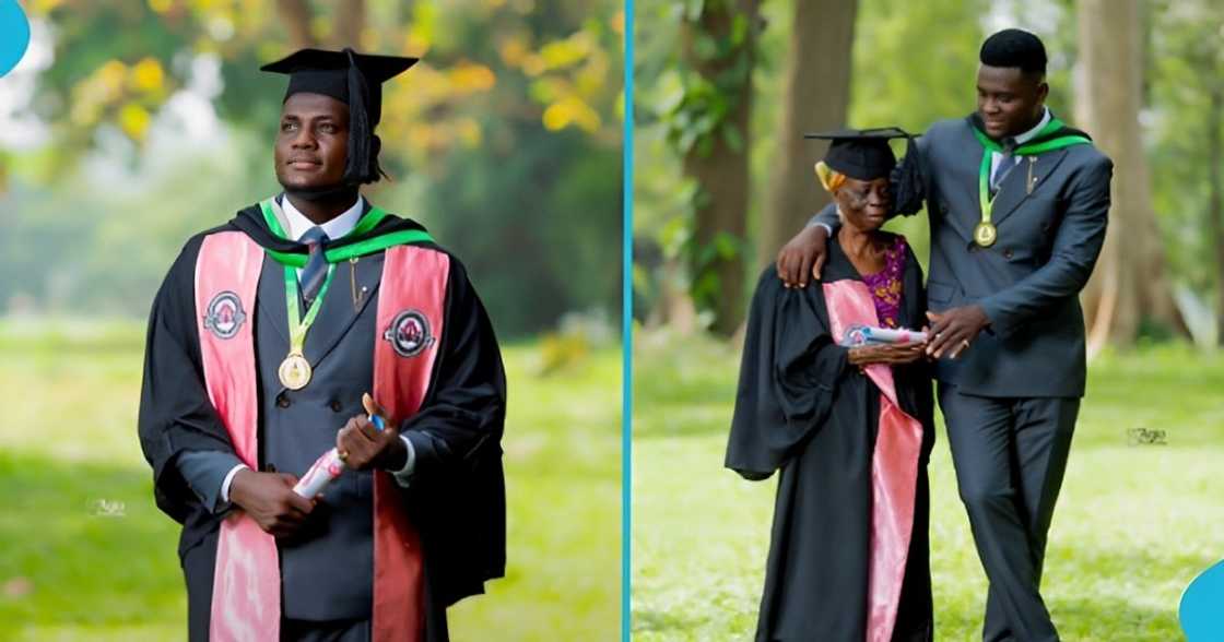 Ghanaian man, acknowledges granny, first degree, KNUST, tertiary education.