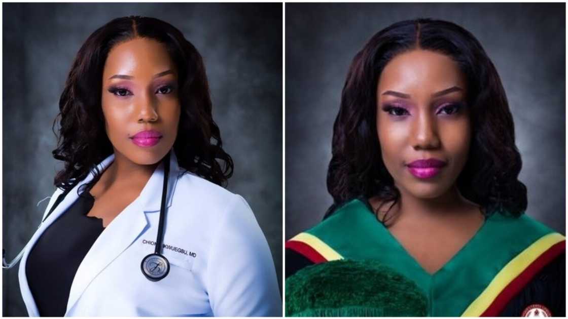 A collage of pictures showing the young doctor.
Photo source: Twitter/Chioma Ikwuegbu